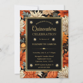 Orangenbraun-Herbstlaube Quinceanera Einladung