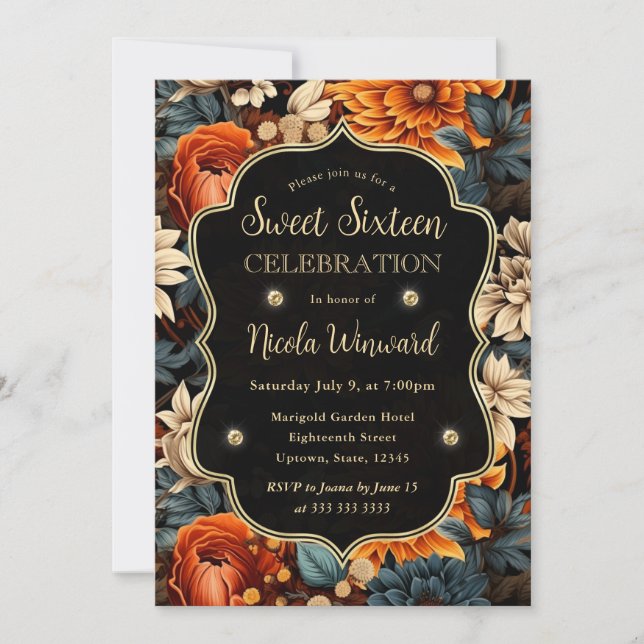 Orangenbraune Herbstlaube Süß 16 Einladung (Vorderseite)