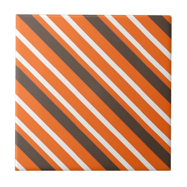 Orangenbraunes Streifenmuster Fliese (Vorderseite)