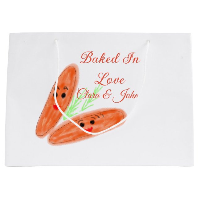 Orangenbrotpaar Emoji gebacken in Liebe Name d Große Geschenktüte (Vorderseite)