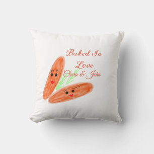 Orangenbrotpaar Emoji gebacken in Liebe Name d Kissen