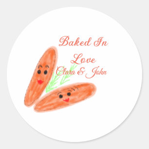 Orangenbrotpaar Emoji gebacken in Liebe Name d Runder Aufkleber