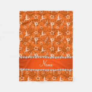Orangendamastengymnastik mit personalisiertem Name Fleecedecke