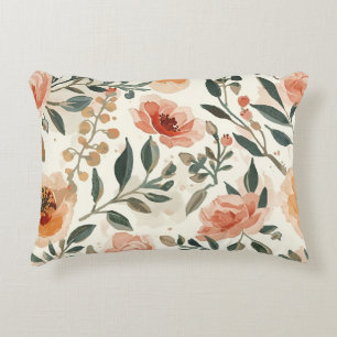 Orangene Aquarell-Blumen Botanische Malerei Dekokissen