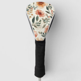 Orangene Aquarell-Blumen Botanische Malerei Golf Headcover