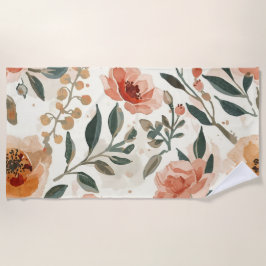 Orangene Aquarell-Blumen Botanische Malerei Strandtuch