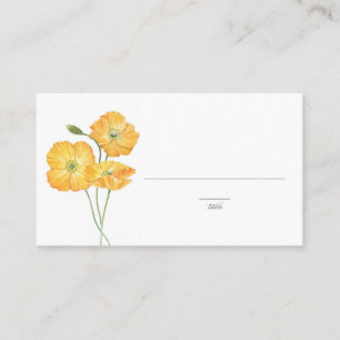 Orangene Aquarell-Mohnblumen Frühlings-Blumenhochz Platzkarte