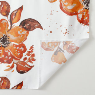 Orangene Aquarellblumen I Wandteppich