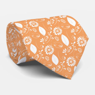 Orangene Blätter und florale abstrakte Hochzeit Krawatte