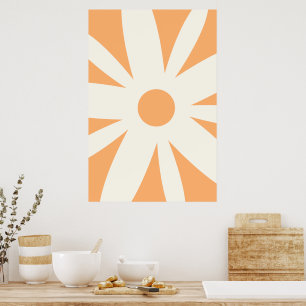 Orangene Creme-Blüten-Wandkunst Poster
