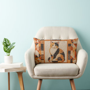Orangene Dreifarbenkatze Quilt Lendenkissen