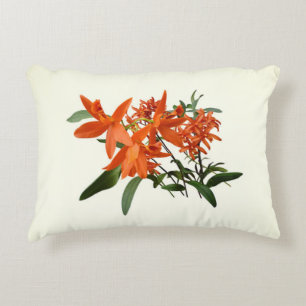 Orangene Epidendrum-Orchidee Dekokissen