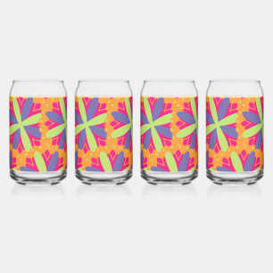 Orangene florale Formen Illustration Dosenglas