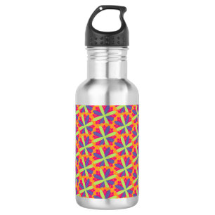 Orangene florale Formen Illustration Edelstahlflasche