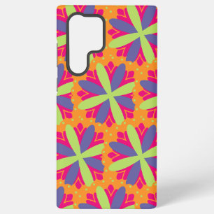 Orangene florale Formen Illustration Samsung Galaxy Hülle
