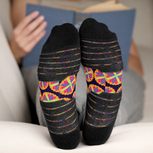 Orangene florale Formen Illustration Socken