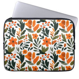 Orangene Frühlingsblumen Elegantes Chic Floralmust Laptopschutzhülle