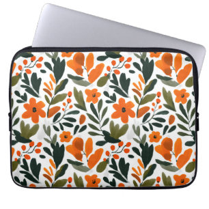 Orangene Frühlingsblumen Elegantes Chic Floralmust Laptopschutzhülle