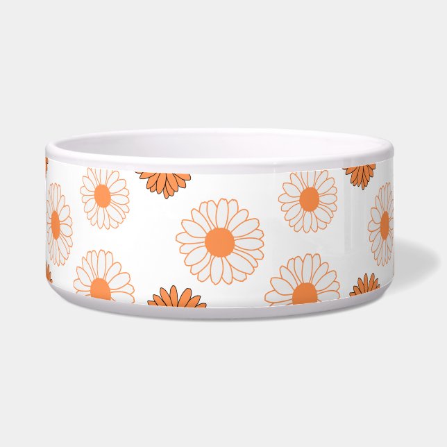 Orangene Gänseblümchen-Blumenmuster Napf (Vorderseite)