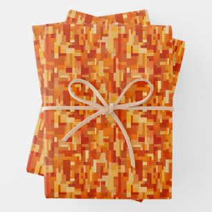 Orangene / Gelbe abstrakte Quadrate und Rechtecke Geschenkpapier Set