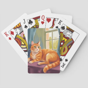 Orangene getigerte Katze Aquarell-Haustiermalere Spielkarten