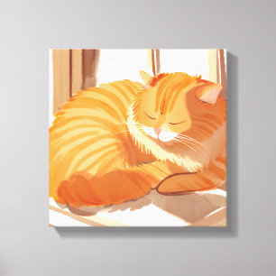 Orangene getigerte Katze   Aquarellmalerei Leinwanddruck