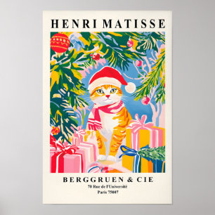 Orangene getigerte Katze mit Santa-Hut, Weihnachts Poster