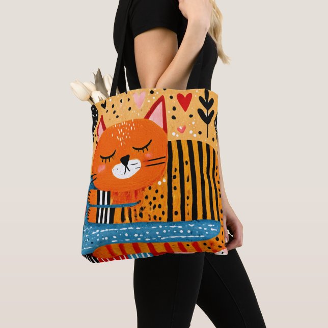 Orangene getigerte Katze  Tasche (Von Nahem)
