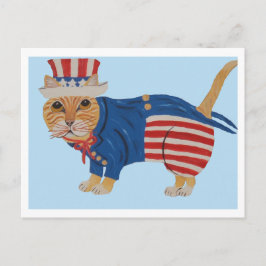 Orangene getigerte Katze Uncle Sam Ankündigungspostkarte