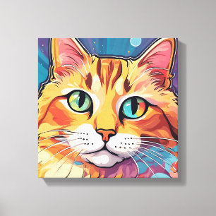 Orangene getigerte Katze   Zeitgenössische farbenf Leinwanddruck