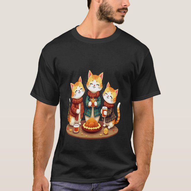Orangene getigerte Katzen mit drams schottischem P T-Shirt (Vorderseite)