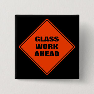 Orangene Glasarbeiten voraus klassisches Straßensc Button