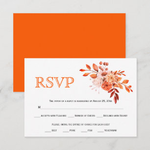 Orangene Herbstblumen und Laub Hochzeit RSVP Karte