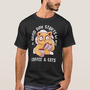 Orangene Kaffee Katze   Katze trinkt Kaffee Katzen T-Shirt