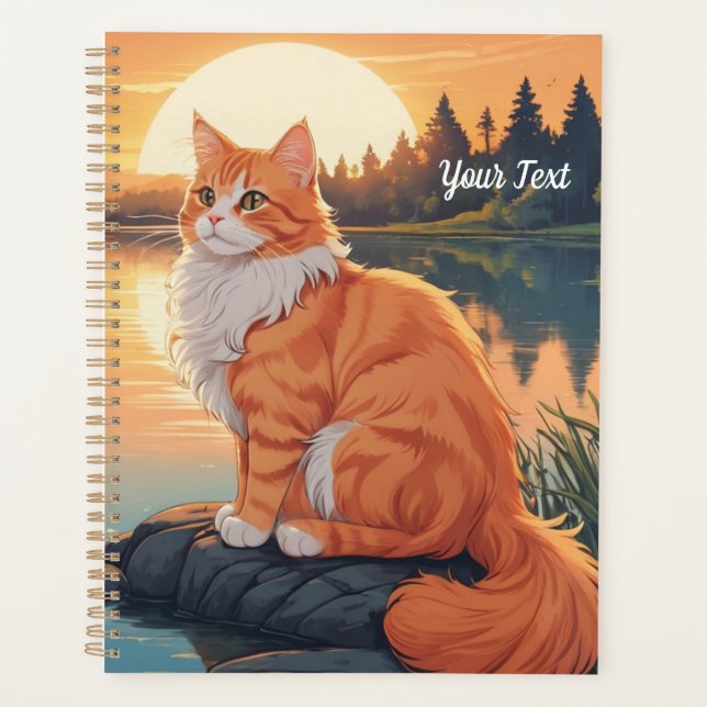 Orangene Katze am See Planer (Vorderseite)