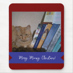 Orangene Katze, Foto Text Anpassen ,Meowy Weihnach Mousepad