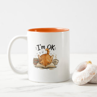 Orangene Katze liest Humor Orange Kaffeetasse