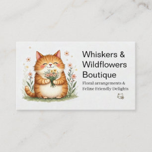 Orangene Katze mit einem Blumenstrauß Visitenkarte