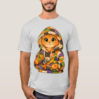 Orangene Katze trägt ein T-Shirt mit umgenutzter P