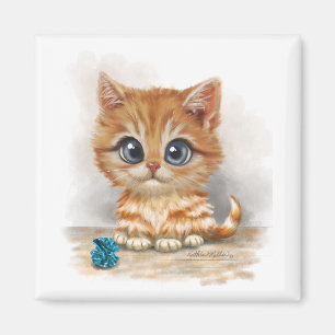 Orangene Katzen-Cartoon Magnet
