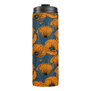 Orangene Klatschmohn-Wärmebecher Thermosbecher