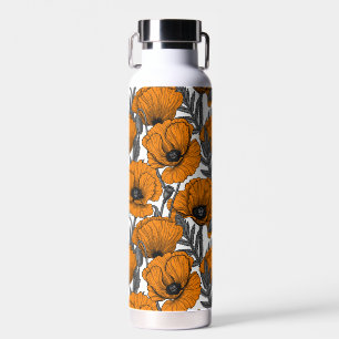 Orangene Klatschmohnblumen Trinkflasche