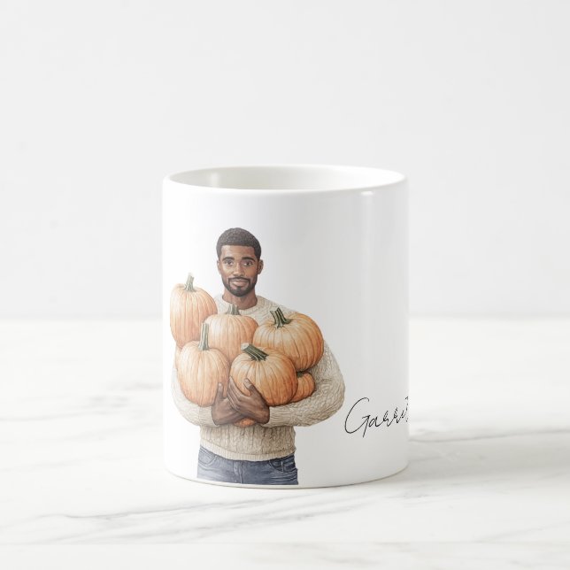 Orangene Kürbisse Schwarzer Mann Kaffeetasse (Mittel)
