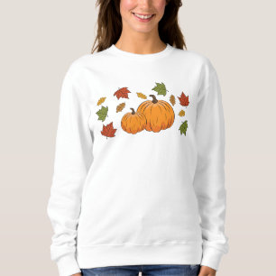 Orangene Kürbisse und Herbstblätter Sweatshirt