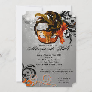 Orangene Maskenball-Maske Kostüm Halloween-Party Einladung
