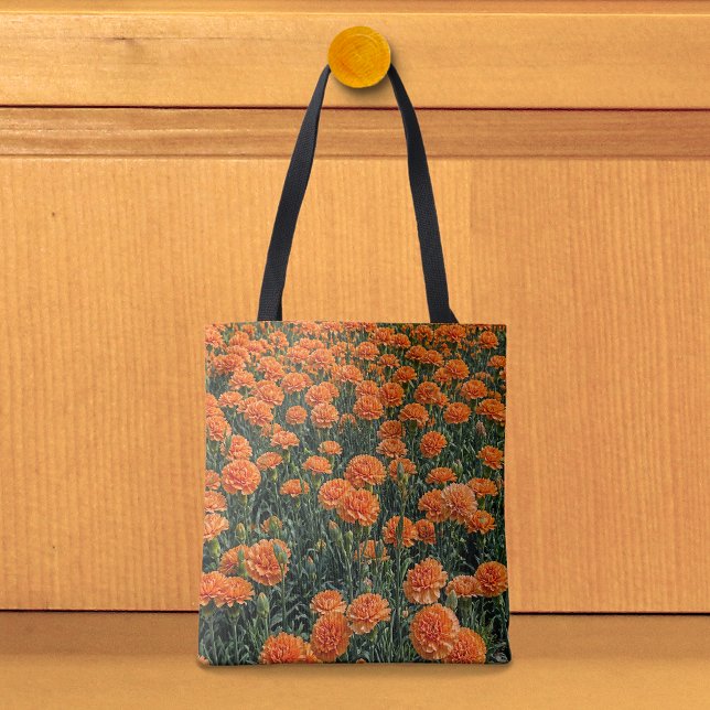 Orangene Nelken-Tasche Tasche (Tote bag with orange carnations)