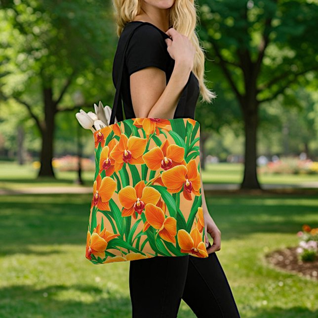 Orangene Orchideen-Tasche Tasche (Von Creator hochgeladen)