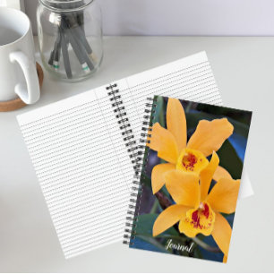 Orangene Orchideenblüten Floral Notizbuch