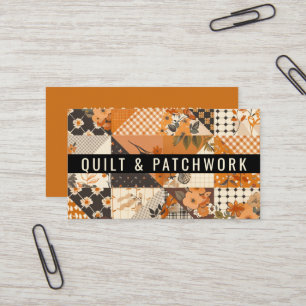 Orangene Patchwork-Quilt-Handmade-Kleidung Visitenkarte
