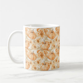 Orangene Pfirsich-Kürbisse & Blumen Kaffeetasse